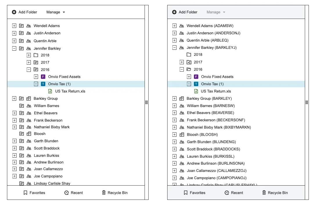 Wireframes for the redesigned sidebar navigation